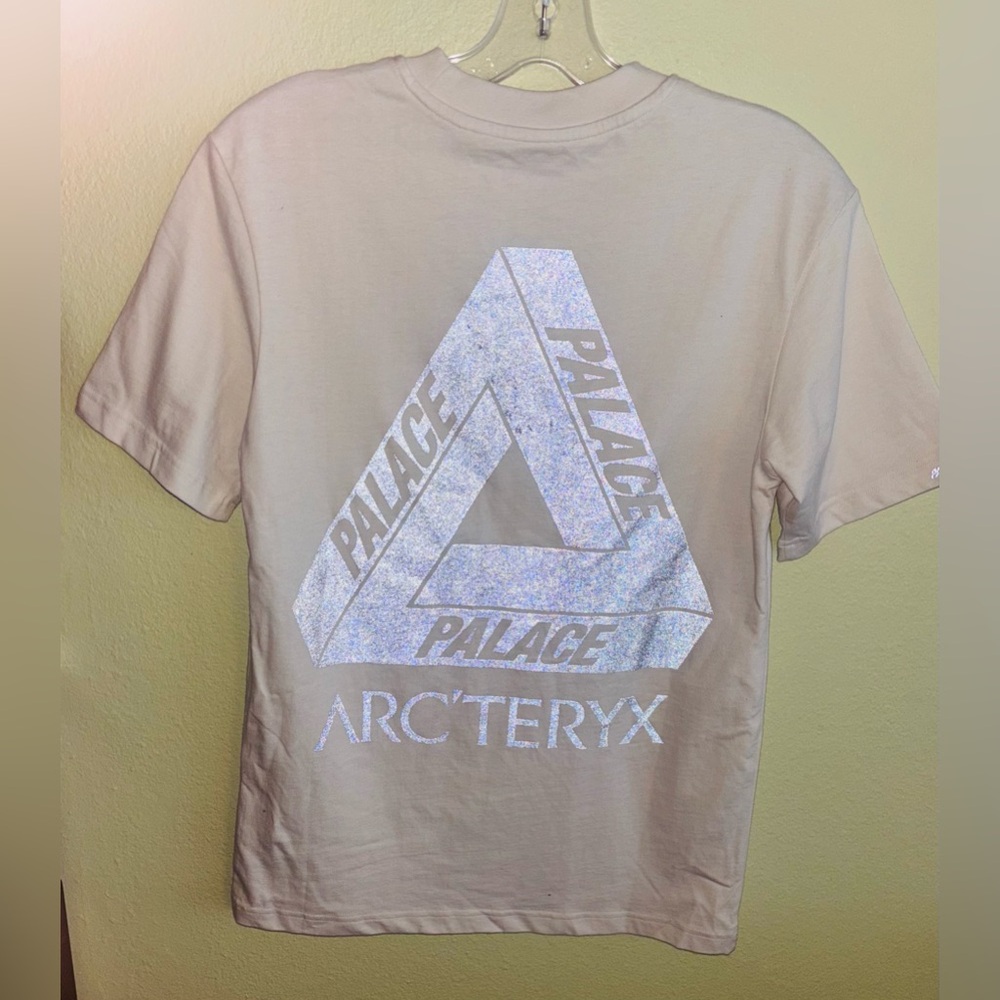 RARE ARC'TERYX x Palace White T Shirt w/ Iridescent Silver Lettering Size: Small - Picture 4 of 6